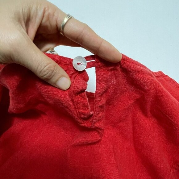 Bryn Walker Linen Blouse Tunic Women Size S Loose Lagenlook Red Beach Relax Boho - Picture 9 of 12